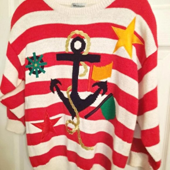 Smooth Sailing VTG 80s NOSWT Embroidered Nautical Sweater Deadstock Sz Large - Picture 2 of 4